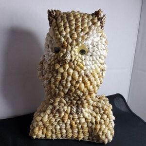Vintage Seashell Encrusted Owl Figurine.